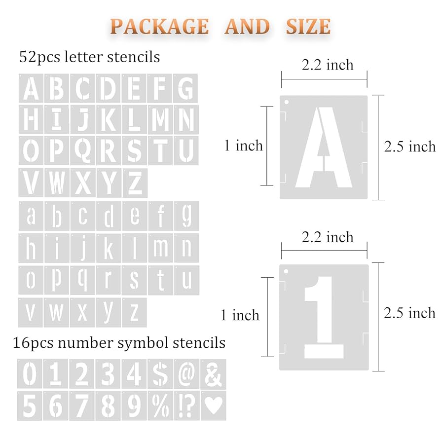 Amazon.com : 1 Inch Letter Stencils Symbol Numbers Stencil, 68 Pcs Reusable Alphabet Art Craft Templates Interlocking Stencils Kit for Painting on Wood, Wall, Glass, Fabric, Rock, Canvas, Chalkboard, Sign(1Inch) : Arts, amazon-com-1-inch-letter-stencils-symbol-numbers-stencil-68-pcs-reusable-alphabet-art-craft-templates-interlocking-stencils-kit-for-painting-on-wood-wall-glass-fabric-rock-canvas-chalkboard-sign-1inch-arts