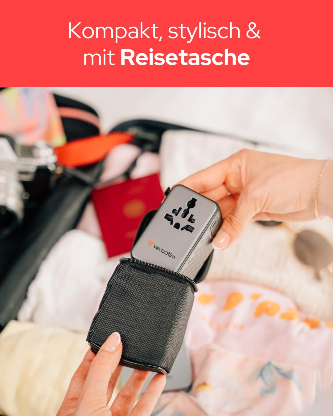Verbatim GaN uniwersalny adapter podróżny 170 W, czarny, adapter do gniazdka i 3 x USB-C, 1 x USB-A, 2 x USA/JP, szybka ładowarka do laptopa, smartfona i wielu innych, do zastosowania na całym świecie