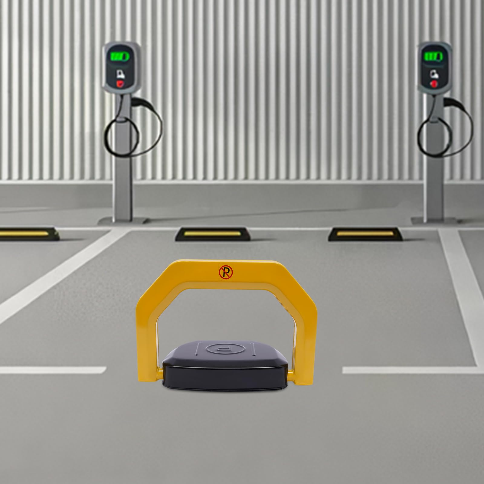 Parkplatzsperre, Automatisches Fernbedienungs Parkschloss 30m Fernbedienungsdistanz Privates Auto-Parkschloss mit Automatischer Alarmfunktion für Zuhause Büro Kommerzielle Nutzung, Gelb