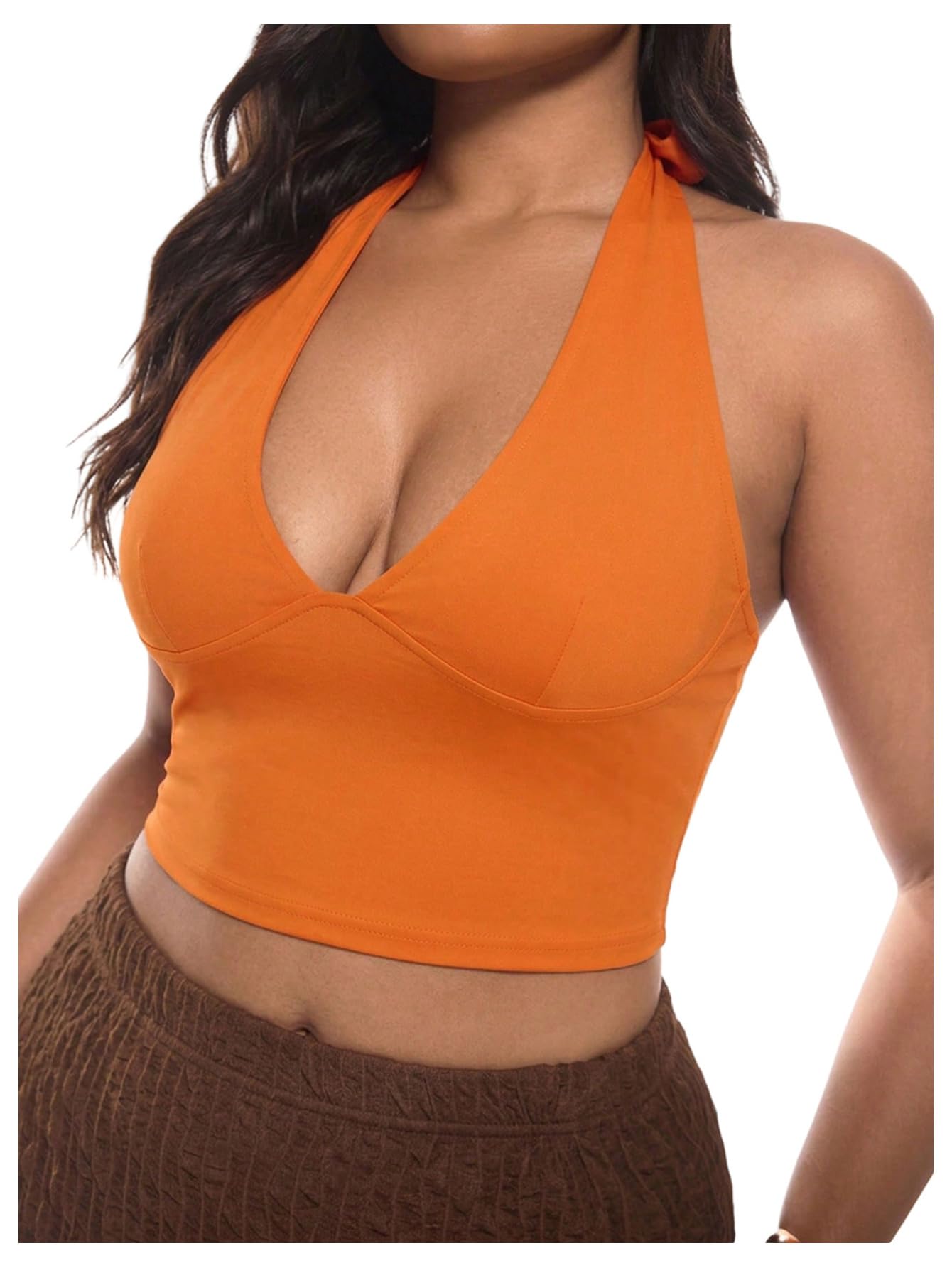 SOLY HUX Women's Plus Size Sexy Halter Deep V Neck Tank Top