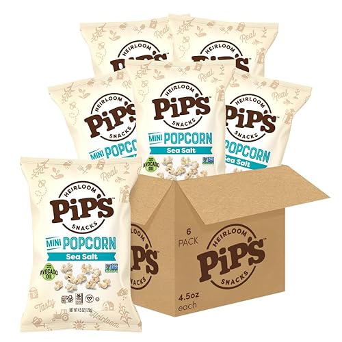 Vista 6 de Pipcorn - Paquete variado de mini palomitas de maíz Heirloom – Sal marina y trufa 4.5 onzas, paquete de 6 – Snacks saludables, aperitivos sin