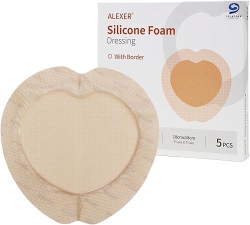 Jointown Apósito absorbente de espuma para el cuidado de heridas, vendaje de espuma sacra de silicona adhesiva con borde, vendajes impermeables para