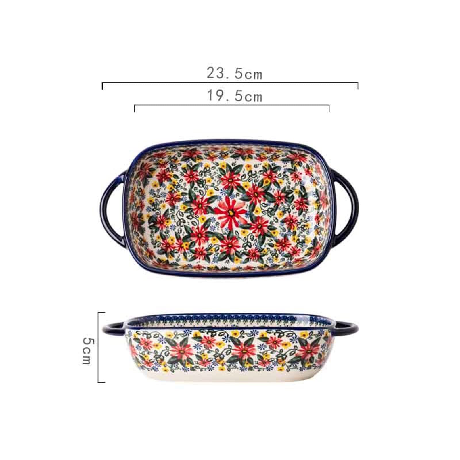 Obuuszne naczynie do pieczenia, naczynia do pieczenia Retro naczynie do pieczenia Ceramiczne naczynia do pieczenia Domowy ręcznie malowany talerz sałatkowy Miska do ryżu Obustronna forma do pieczenia