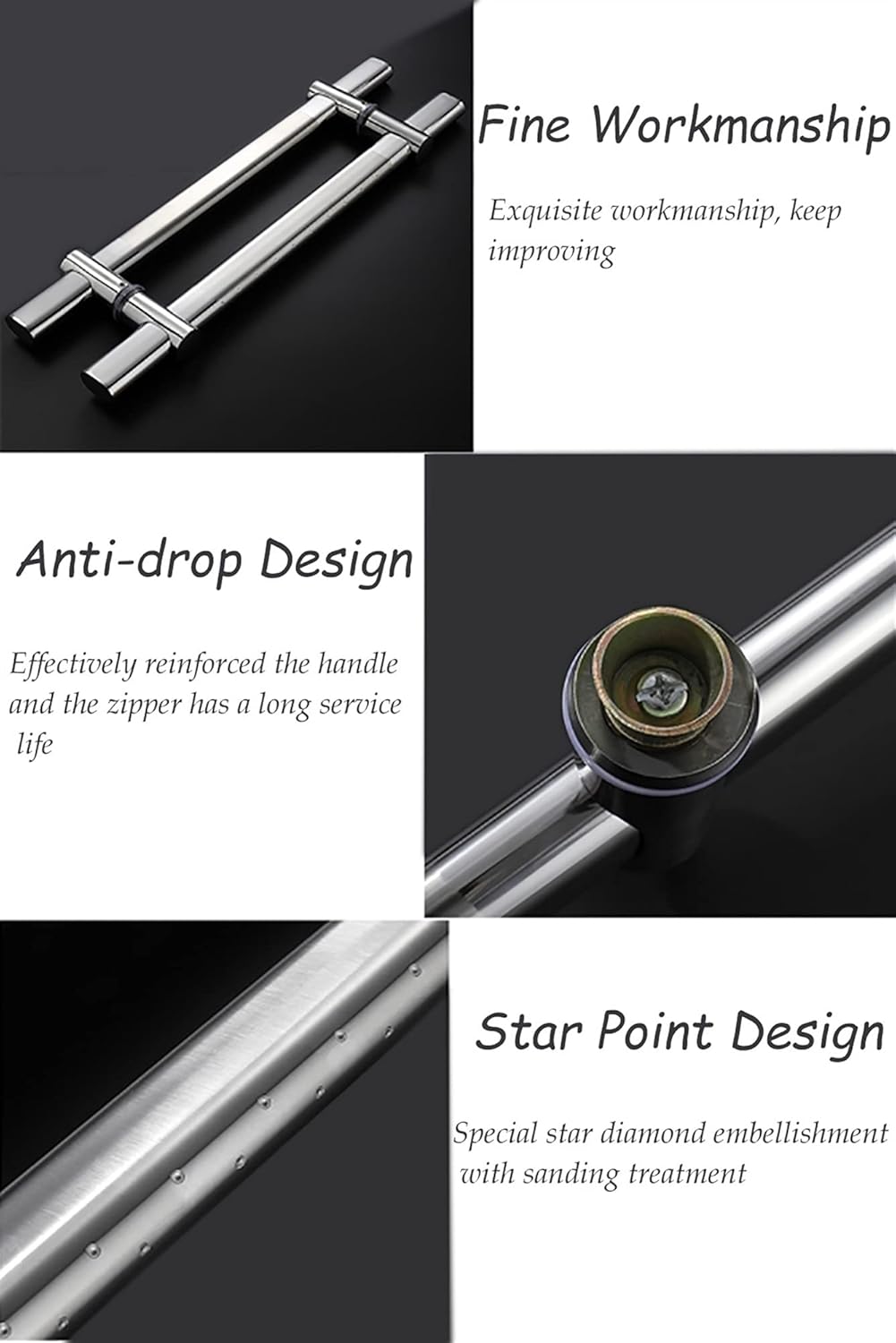 Stainless Steel Door Handles for Glass Door/Wooden Door Thickened Gate Pull Handle for Living Room/Corridor Strong and (80cm/31.5in)