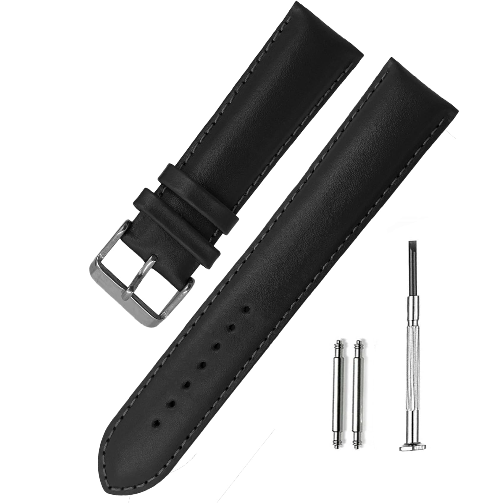 RAYYN LEONE V-TIP DESIGN Leather watch strap Black (22mm) (B0D3DCLTPS) Amazon Price History, Amazon Price Tracker