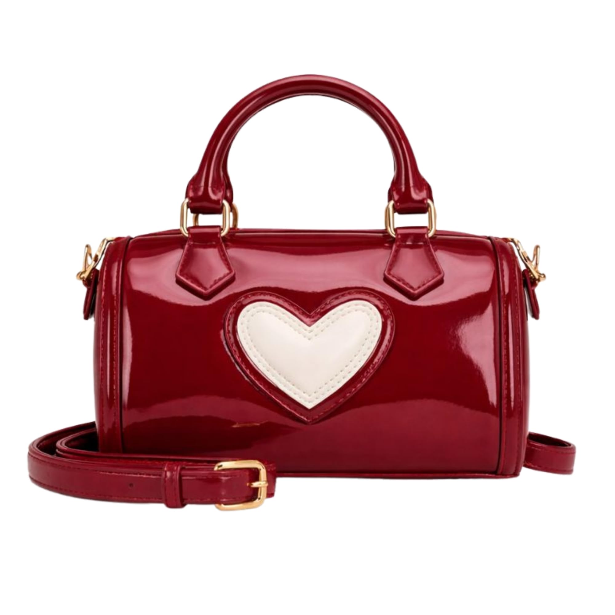 Stylish Handbag for Women | Heart Detail Glossy Purse with Sling Strap-image-35
