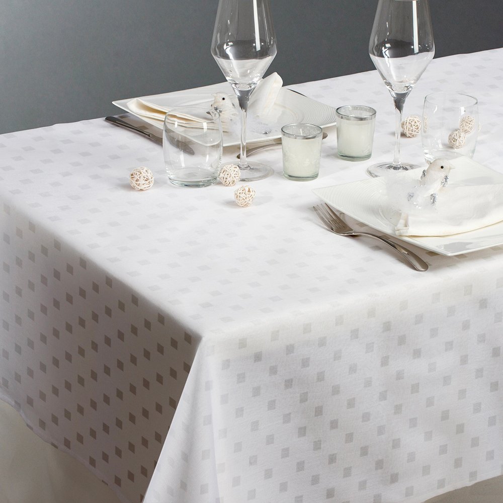 Tovaglia X8 Rettangolare Art. Damina Maestri Cotonieri Home-Bianco-180 x 220 cm