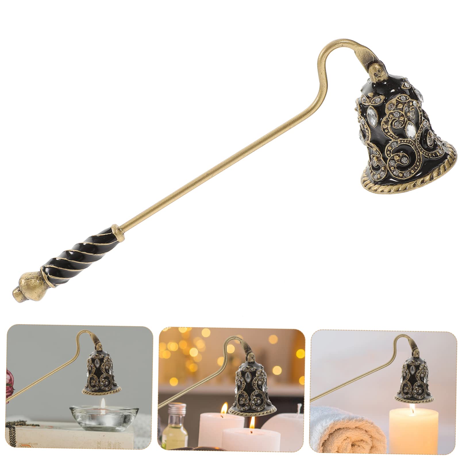 GRIRIW Candle Accessory Set Unique Metal Candle Snuffer Extinguish Wick Tool Rhinestone Flower Design Home Decor