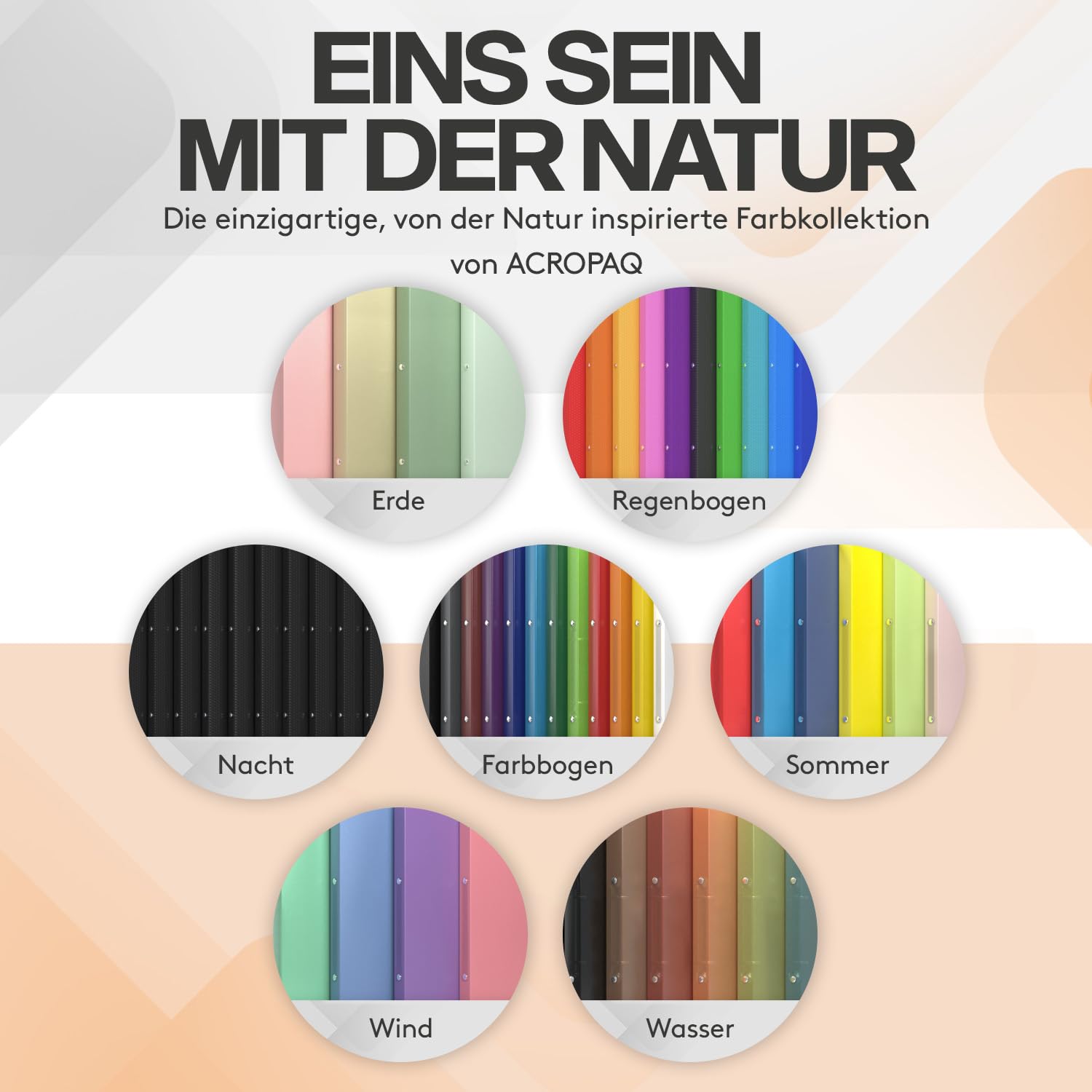 ACROPAQ – 10 x Ringordner A4 schmal, Ordner A4 in 10 bunten Farben mit 2 Ringen – inkl. Rückenetiketten – Ordner schmal für bis zu 200 Blätter – Rückenbreite 4 cm – Büro, Schule, Uni – Bunt