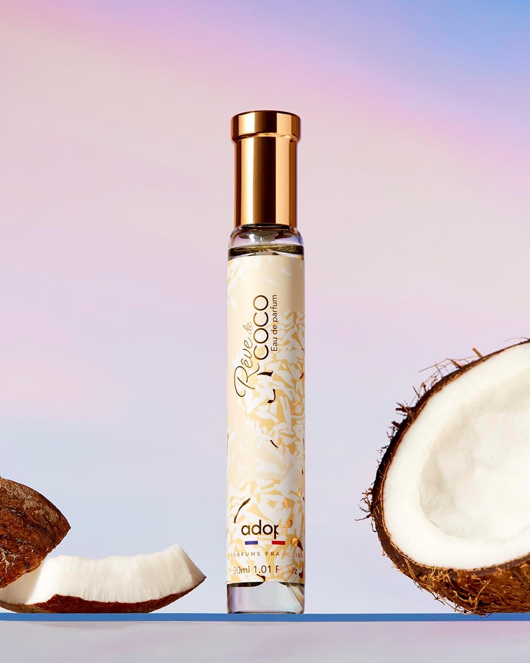 RêVE DE COCO 30 ml Eau de Parfum damesgeur | kokosnootcrème, amandelmelk, witte muskus, sandelhout, exotische geur, sensuele vrouwengeur, frisheid en warmte, made in France, adopt: damesgeur