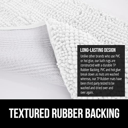 Miniatura 6 de Gorilla Grip - Juego de tapetes peludos de chenilla contorneados de lujo para el área de baño, extra suaves, duraderos y absorbentes, se pueden