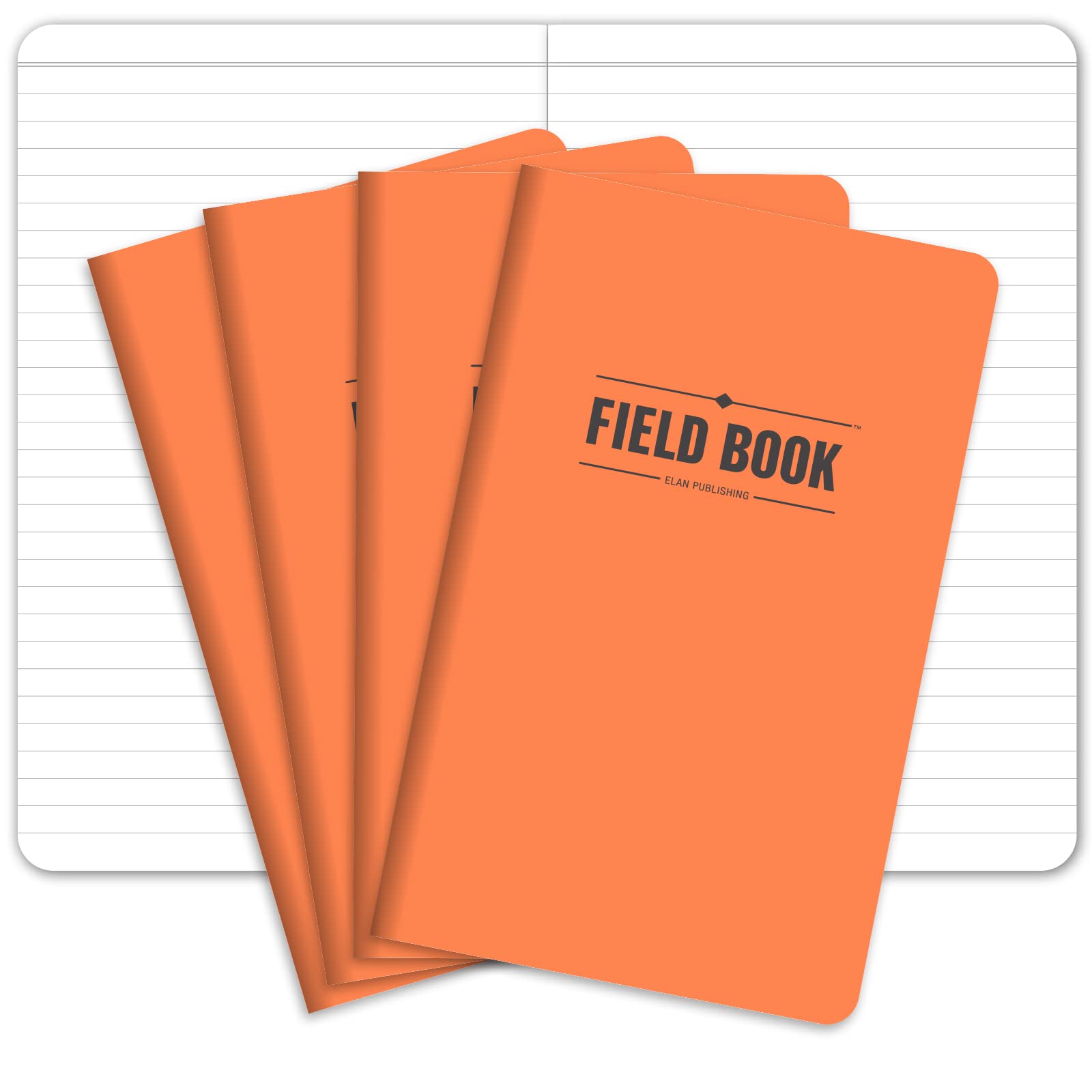 Field Notebook/Journal - 5"x8" - Orange Cover - Lined Memo Book - Pack of 4