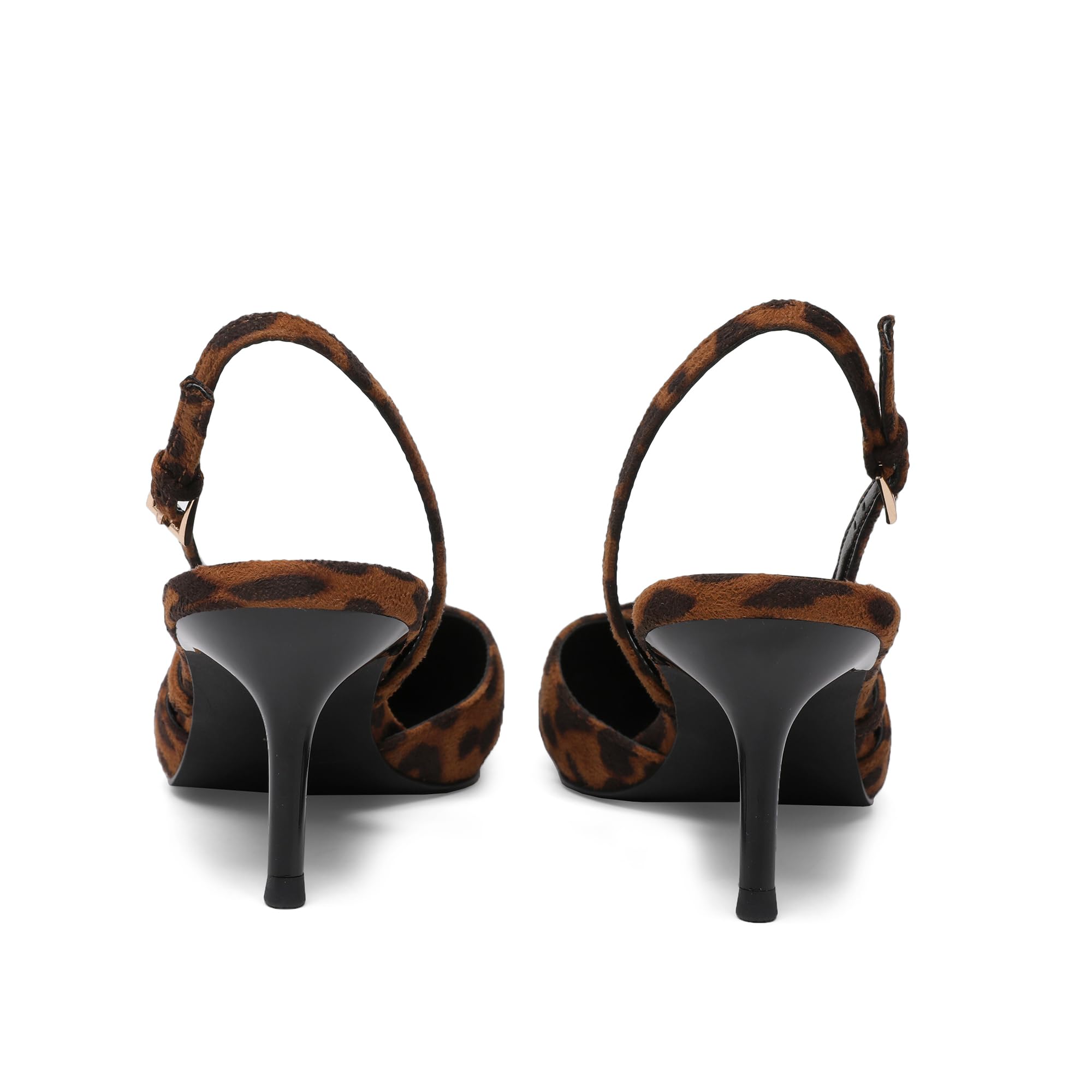 Riekhany Heeled Slingback Kitten Heels for Women Closed Pointed Toe Pumps with Buckles