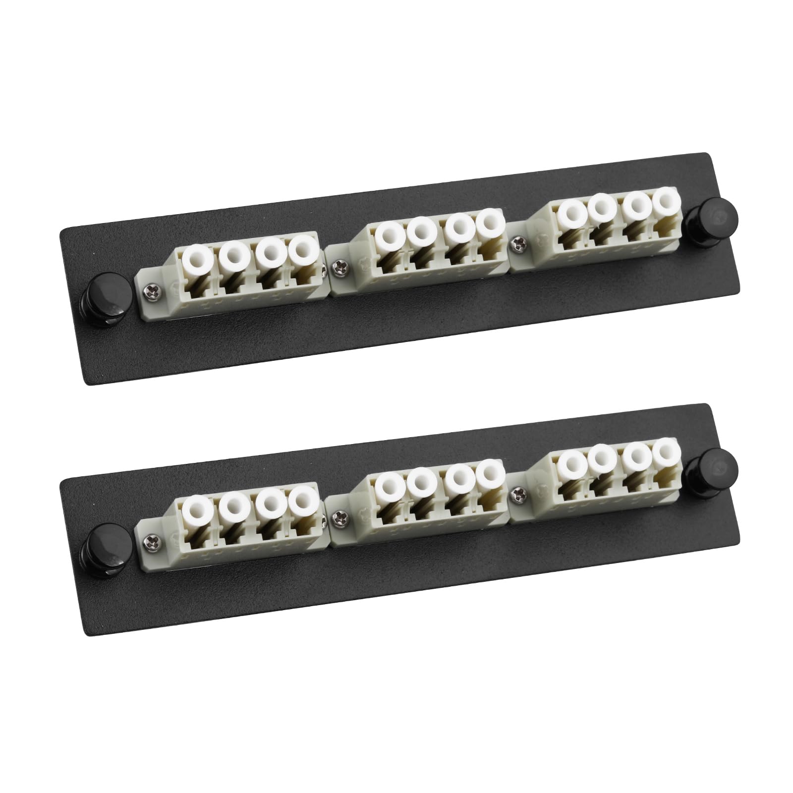 Lot de 2 panneaux de brassage en fibre LC/MM, 3 adaptateurs LC multimodes gris 4 canaux, 12 ports fibre