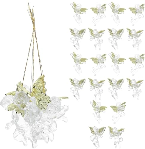 PRETYZOOM Colgante de ángel transparente para árbol de Navidad con alas de ángel doradas, decoración navideña para el hogar y fiesta