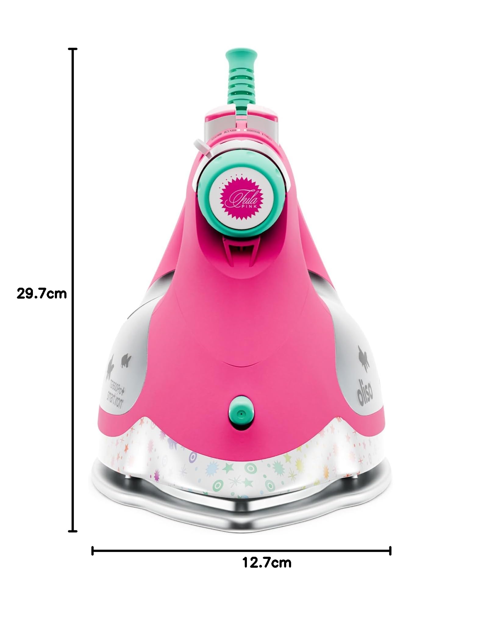 oliso TG1600 Pro Plus SmartIron mit automatischem Lift – zum Bügeln von Kleidung, Nähen, Quilten und Basteln | Diamond Ceramic-Flow-Bügelsohle, Tula Pink