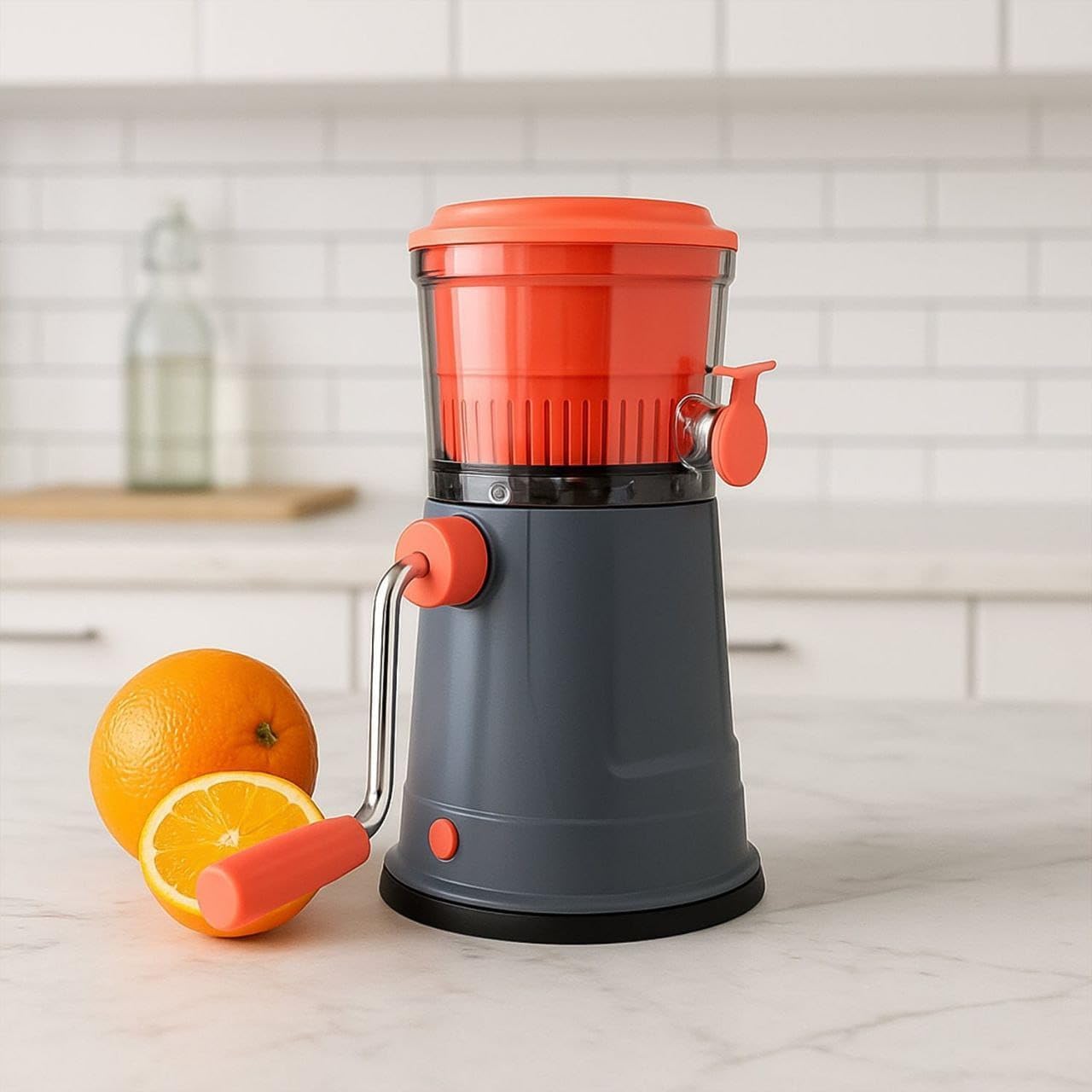 Manual Juicer – Hand Pulpy Fruit Juicer for Home with Extra Long Handle & Silicone Ring to Prevent Leakage – Easy Hand Press Juicer Machine for Kitchen – Multicolour-image-9