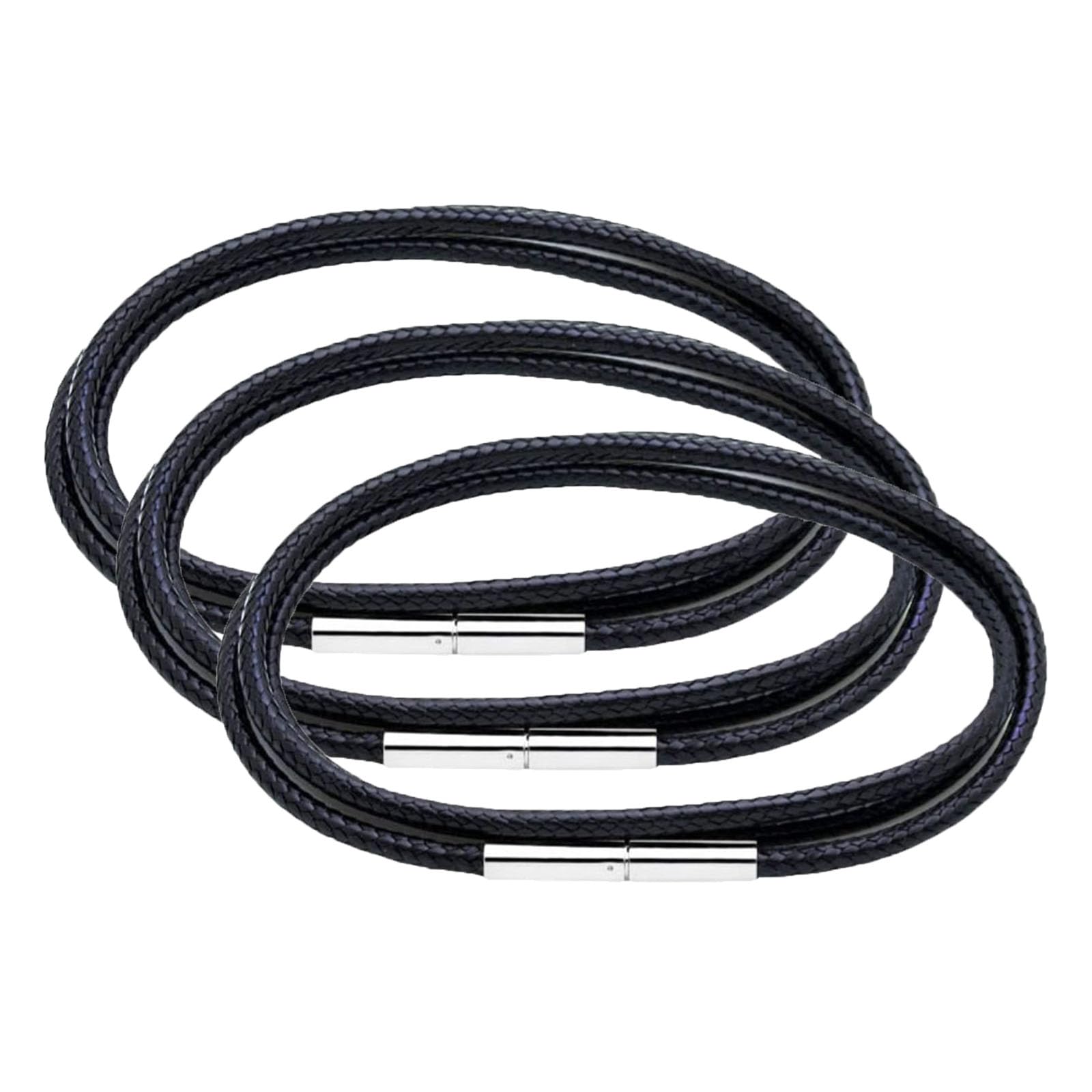 Cerioll Collar De Cordones Trenzados, Collar De Cuero Trenzado, 3 Piezas Collar De Cuero Trenzado Para Hombre, Cadenas De Cuero Cordón Trenzado, Collar De Cuero Para Hombre, Collar Cordon Cuero Para Colgantes