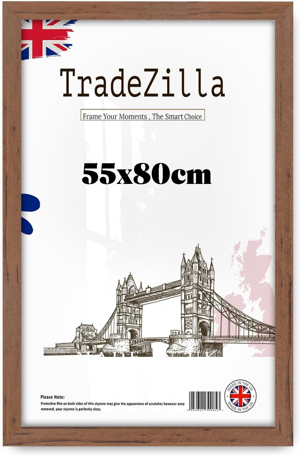 TradeZilla MDF Frame 55x80 CM | Eton Wood Finish | Perfect for Posters, Prints & Photos | Stylish Wall Display Frame for Home, Bedroom & Office - (Walnut)