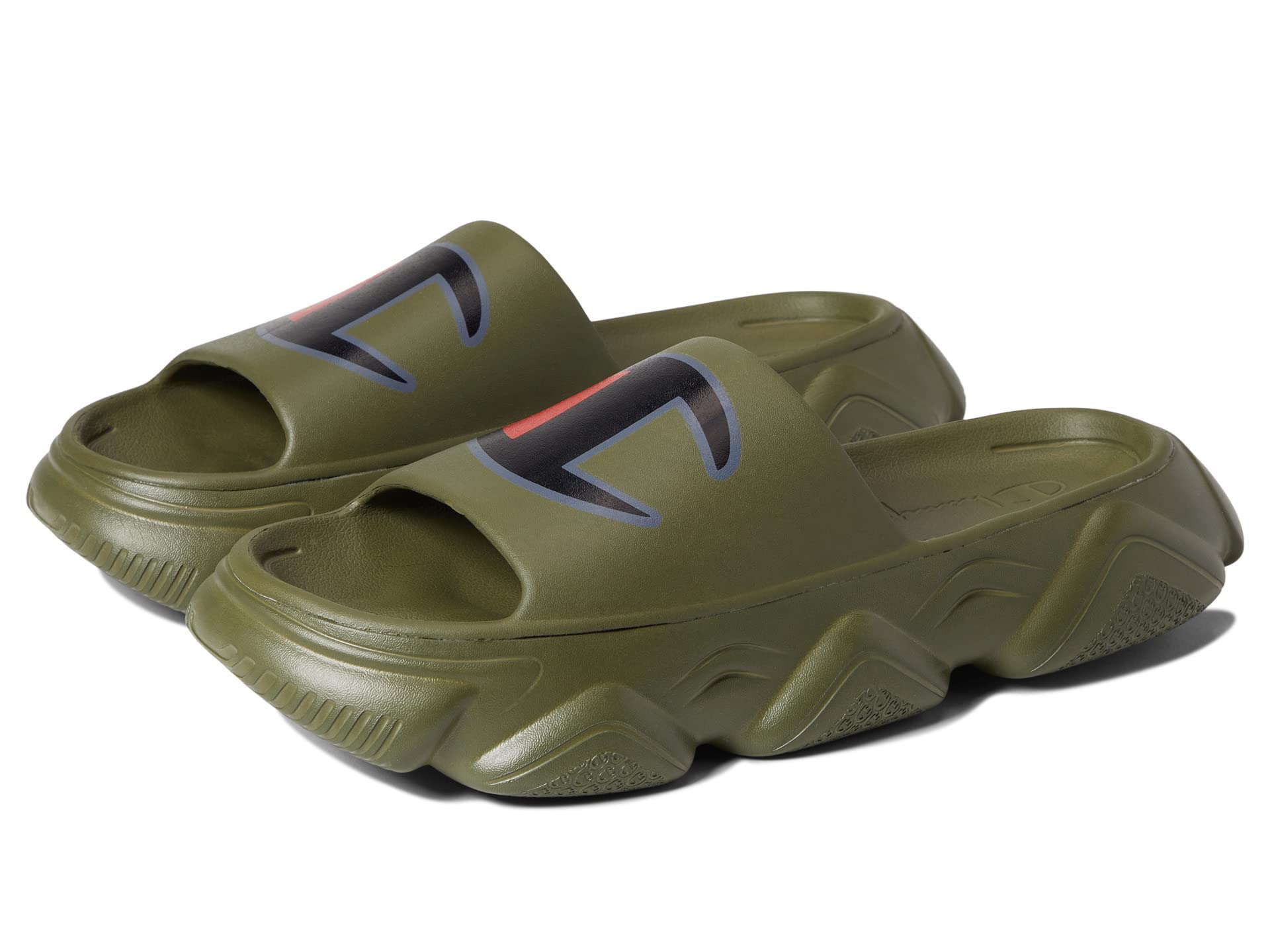 olive green champion slippers