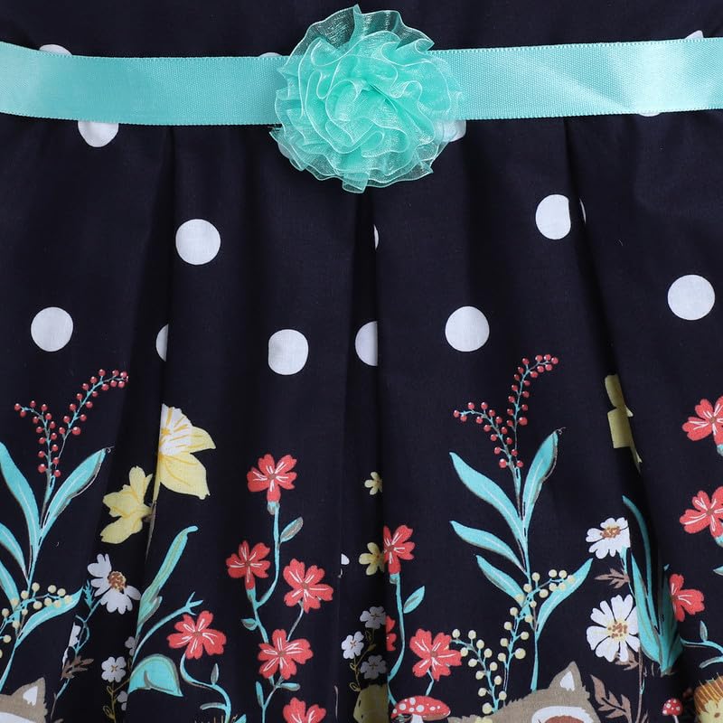Image of Mama&Bebe Summer Dress for Girls with Cotton Soft Lining | Printed Fit & Flare Kids Outfit with Cute Bow Detail | Comfortable Breathable Party & Outing Dress for Toddlers and Little Girls