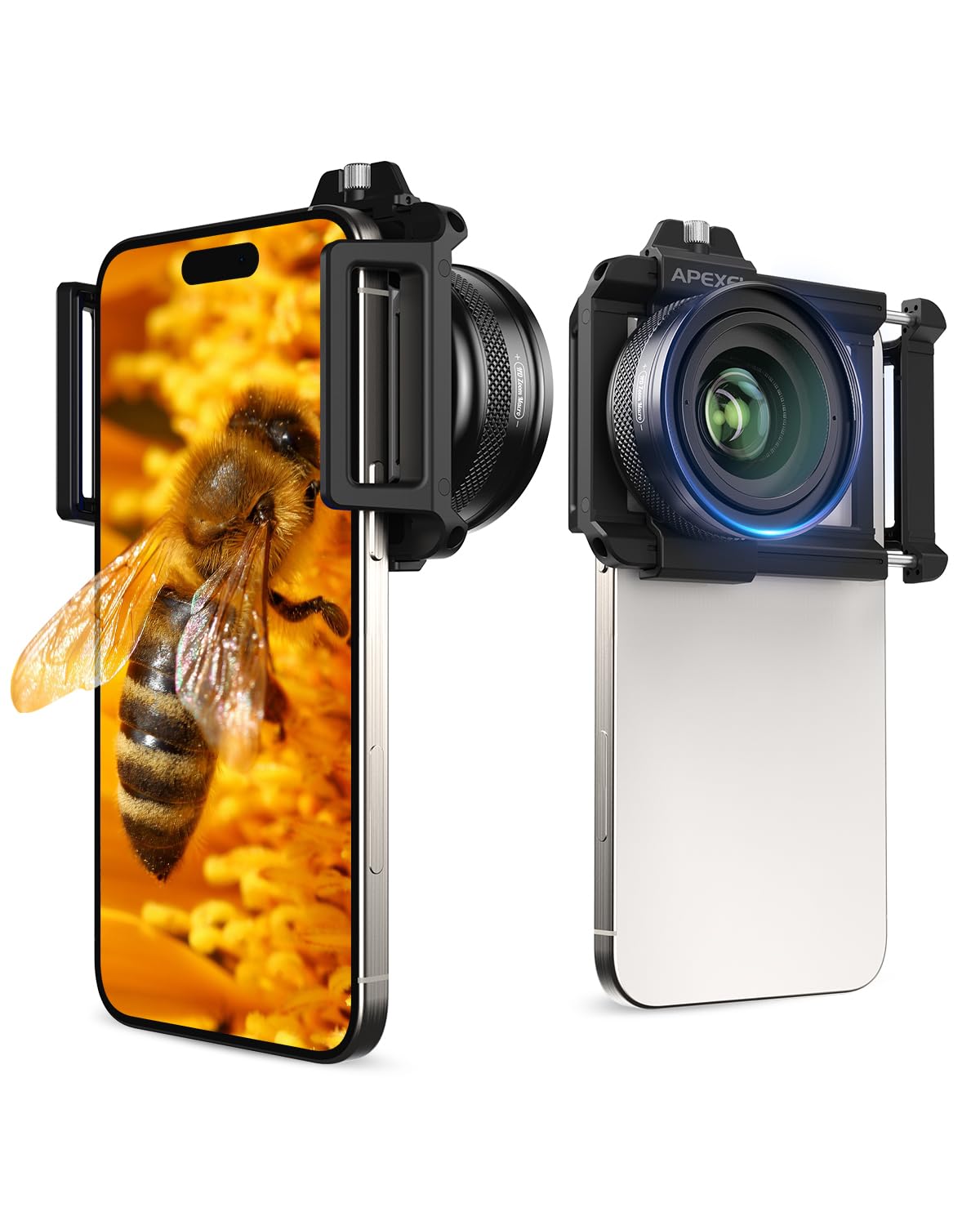 APEXEL ZM100 Obiettivo Macro per Cellulare F1.05 con Clip, Ingrandimento 20X, Lente Macro per Smartphone Adatto per iPhone 17/16/15, Samsung, Google Pixel e Altri Smartphone