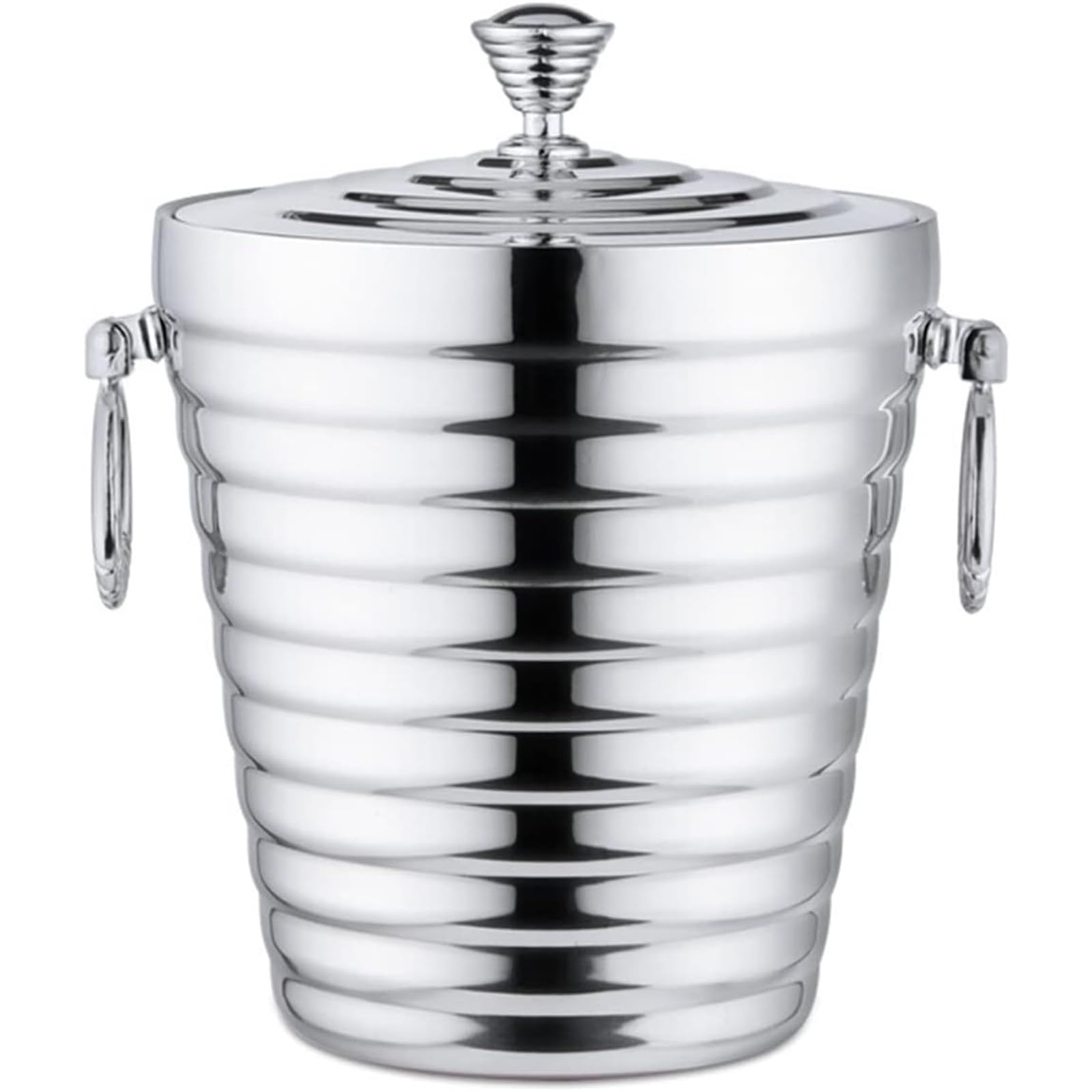 Cubitera Botella Vino Cubo de Hielo de Acero Inoxidable con Tapa, Recipiente para Bebidas con Doble Aislamiento y asa, contenedor de Hielo, Enfriador de champán, Vino y Cerveza
