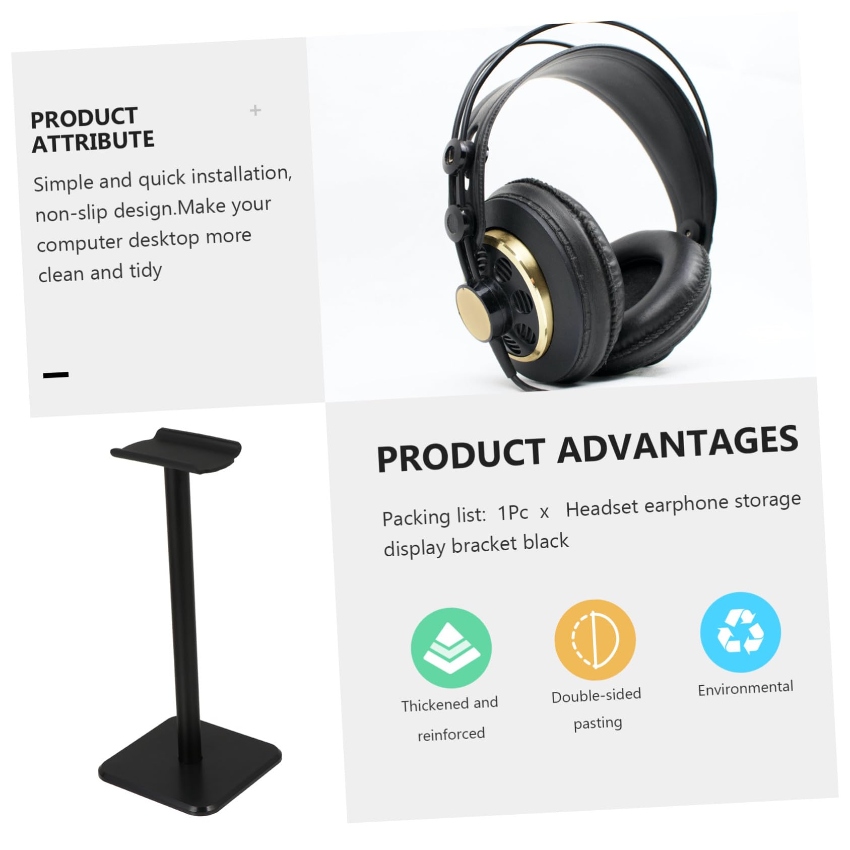 Uonlytech 3pièces Support De Casque Gaming Antidérapant Rack De Présentation pour Écouteurs Support De Bureau Stable Et Élégant