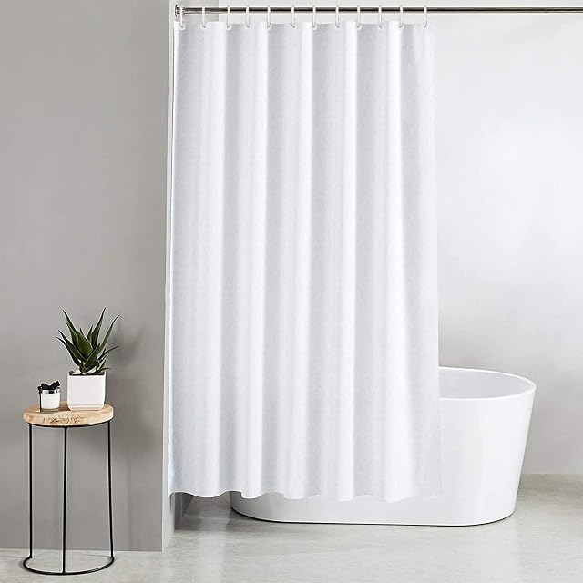 Blue Canyon Diamante Shower Curtains | 100% Polyester Shower Curtain | Anti-Bacterial Surface Treatment | Water Repellent| Weighted Hem | 180 X 180cm | 12 Reinforced Eyelets with Hooks (White)