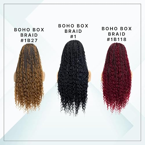 Miniatura 6 de PIB - Peluca trenzada de encaje completo individual de 24 pulgadas, peluca trenzada de caja bohemia con raya cuadrada, pelucas trenzadas sin nudos