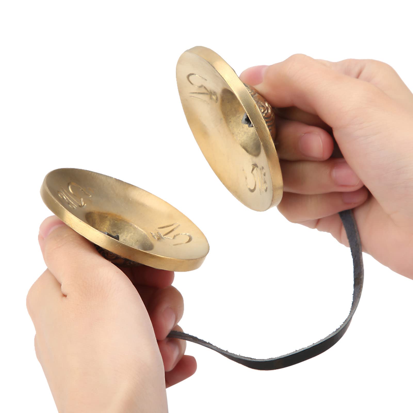 Fupi Cloche de cymbales tibétaines, Cloche tibétaine exquise en Laiton pour la Pratique spirituelle Bouddhiste pour la méditation pour Le Yoga(Modèles de Bon augure)