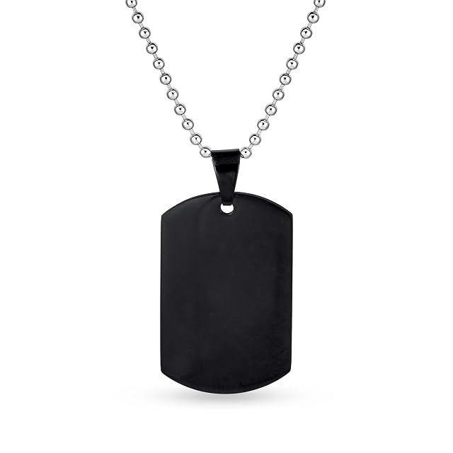 Foto 2 de 5 de Grabado Personalizado X-Large Simple Básico Cool Hombres Identificación Ejército Militar Dog Tag Collar…