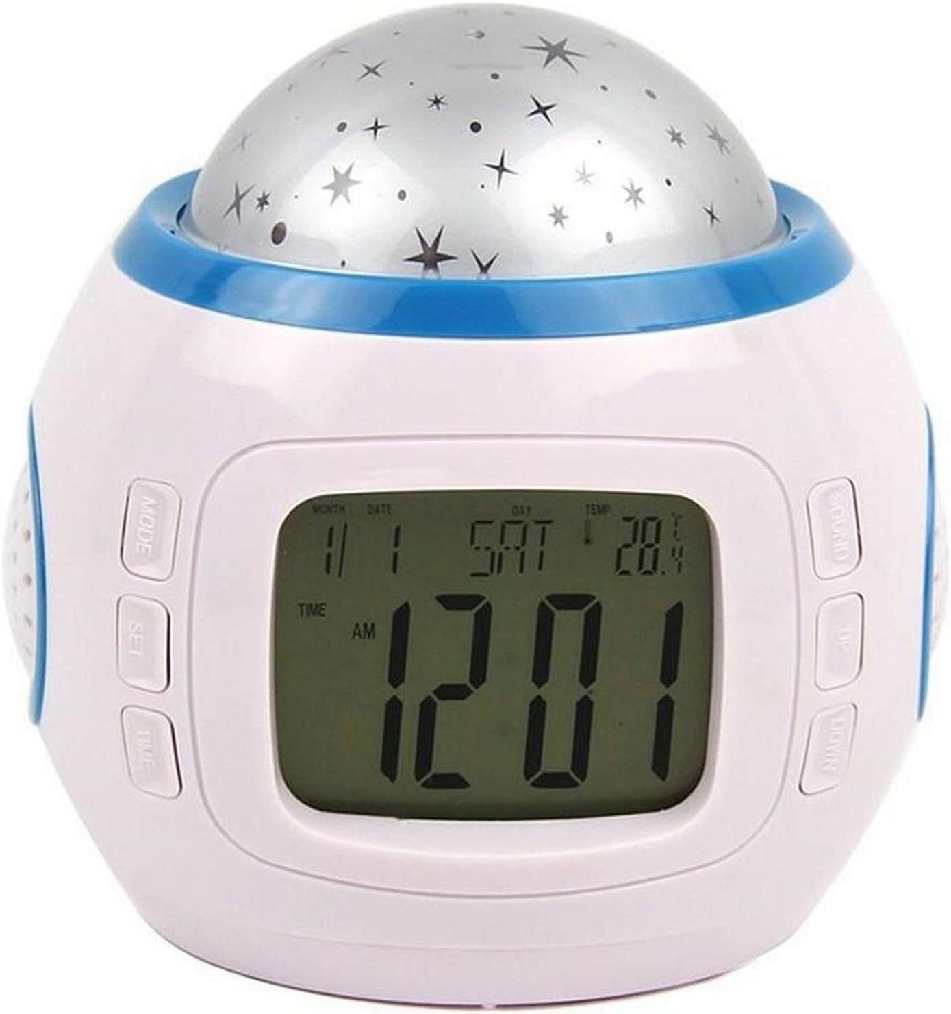 Projection Alarm Clock, LED Digital Colorful Music Starry Sky Perpetual Calendar Projection Clock, Luminous Silent Clock, LCD Display, Children's Gifts