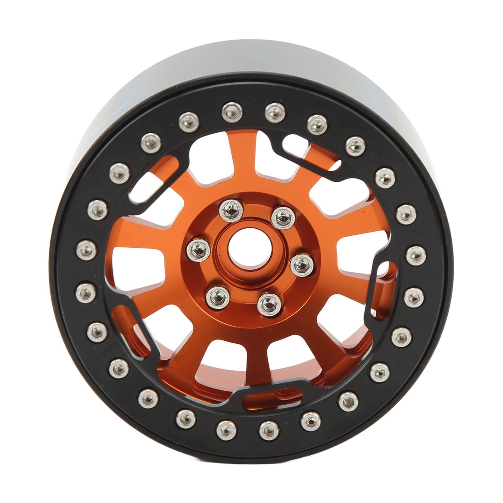 KIMISS 4 szt. 2,2-calowa Piasta Koła ze Stopu Aluminium do 1/10 RC Simulation Crawler - Uniwersalna Piasta RC Beadlock do, Defender, Axial SCX10 (ORANGE)
