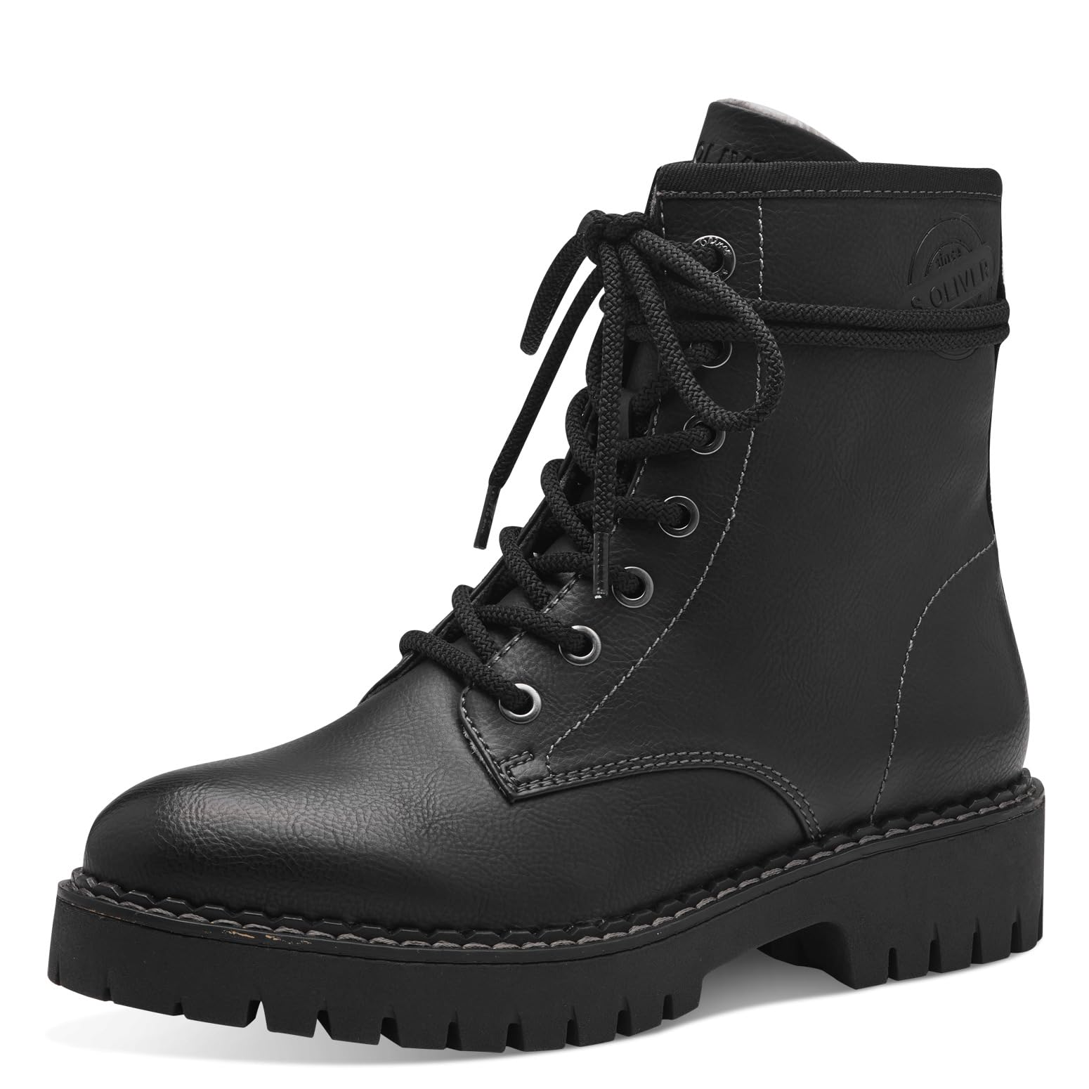 s.Oliver Damen Schnürstiefel ohne Absatz Bequem Vegan, Schwarz (Black), 38 EU