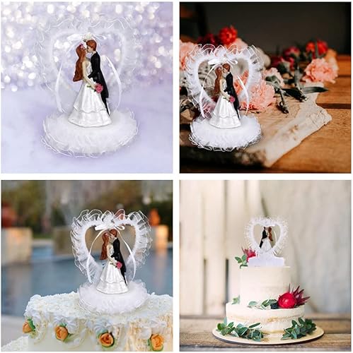 Miniatura 6 de KIPETTO Decoración romántica para tarta de boda, decoración romántica de novia y novio para boda, día de San Valentín, aniversario, fiesta de