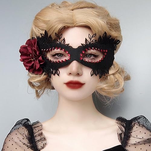 Foyte Máscara de Halloween de araña negra, máscara de media cara, disfraz de cosplay, máscaras de fieltro para mujeres y niñas