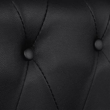 Chesterfield 3-Seater Sofa Artificial Leather Black Tufted Back Luxury Furniture for Living Room Office Modern Home Decor with Studded Detailing
