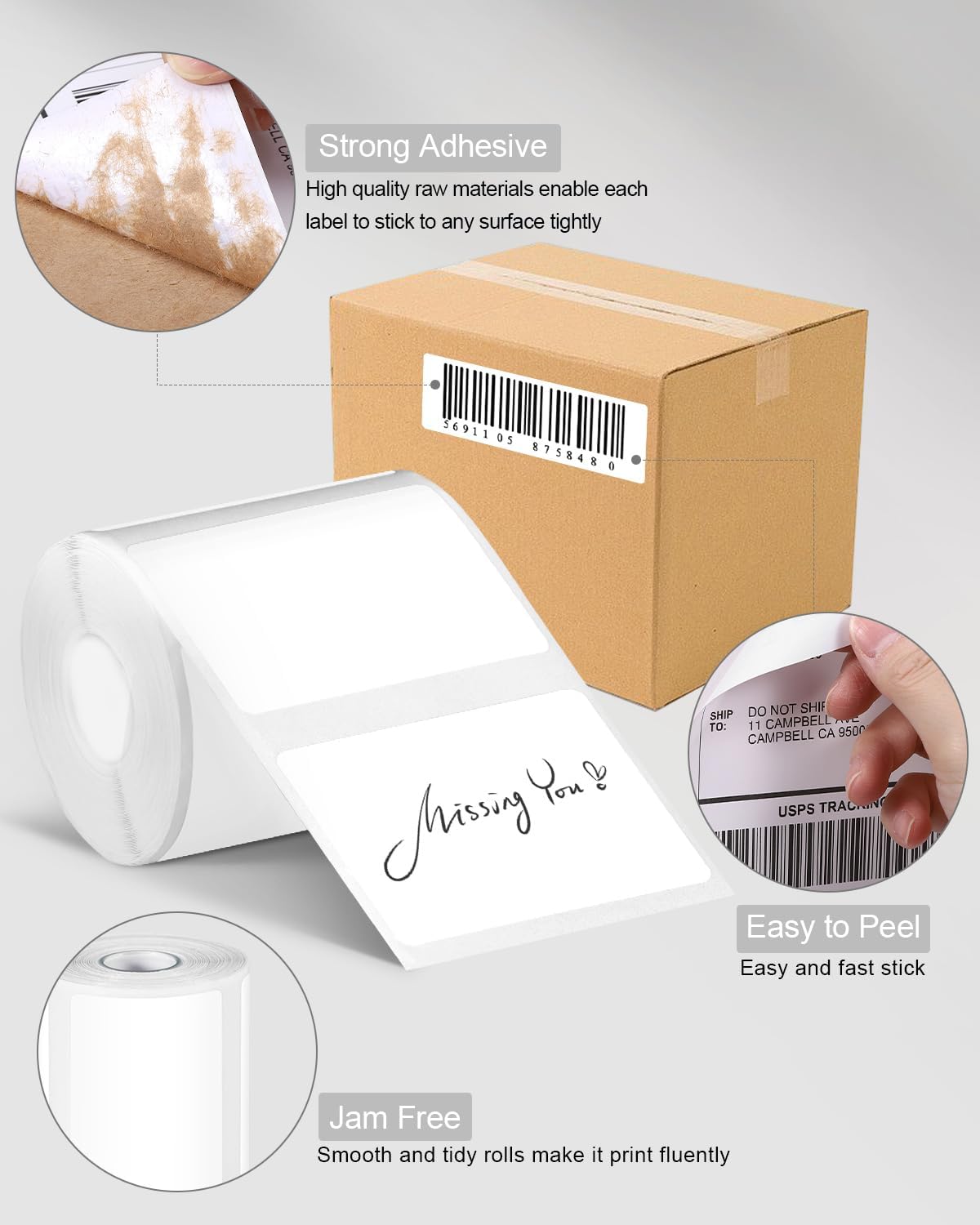 Phomemo Thermal Direct Label Paper Set, 1.96''X1.18'' Strong Self-Adhesive Labels, M110/M220/M108/M250/ M260/M120/M200/M221 /M150, 230Pcs Per Roll, Black on White,9 Rolls