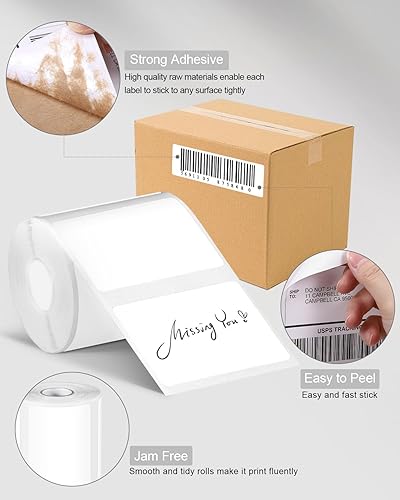 Miniatura 6 de Phomemo 9 rollos de etiquetas, juego de papel térmico de etiquetas directas, etiquetas autoadhesivas fuertes de 1.96 x 1.18 pulgadas, etiquetas para