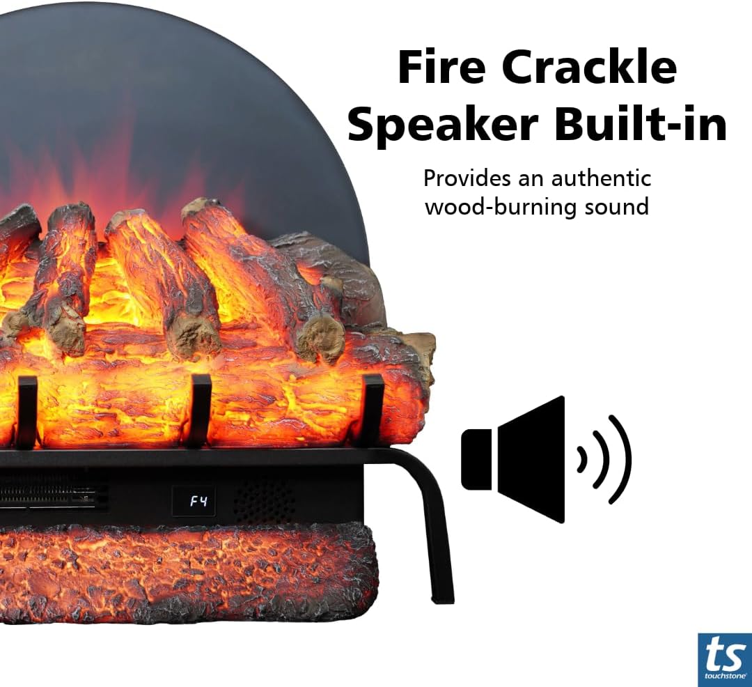 Touchstone BurnBrite 22" Free Standing Electric Fireplace Log Set, Fireplace Insert, 750W/1500W Heater, 3 Flame-10 Ember Colors, Crackling Sound, Alexa-WiFi Enabled, Remote Control