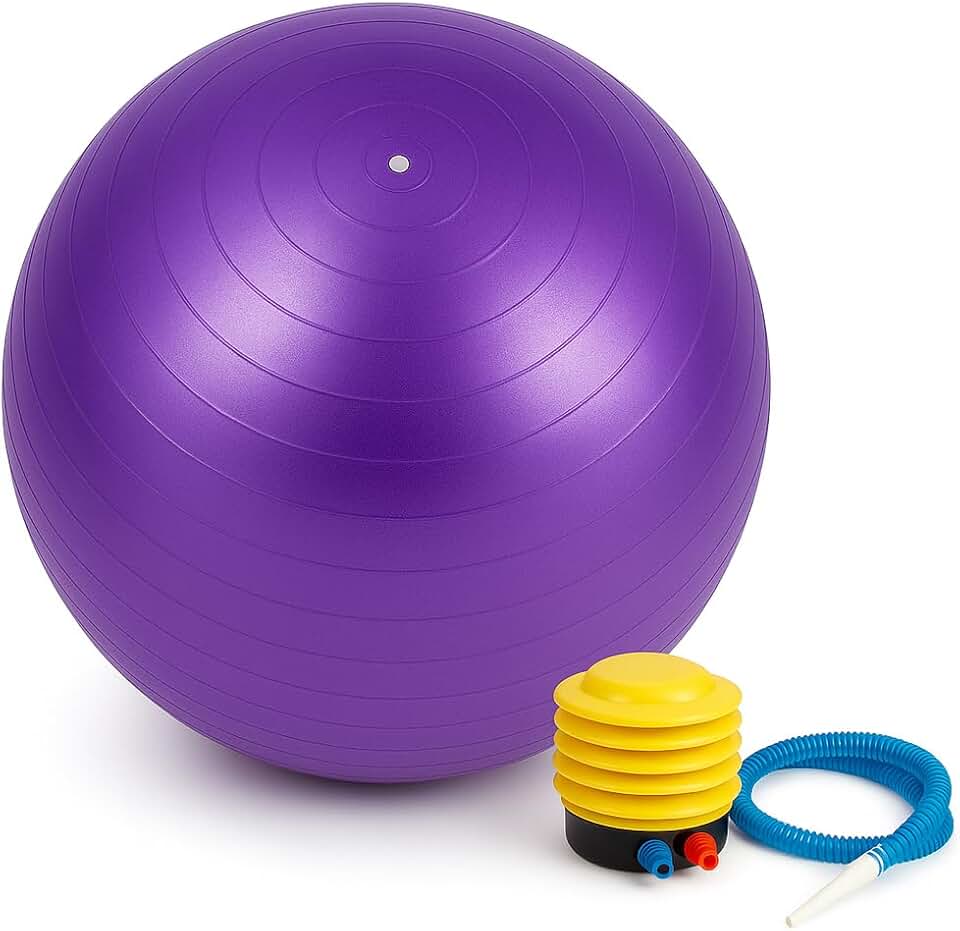 Bola de Pilates Yoga 55 cm com Bomba – Suporta até 200 kg – Látex Premium Antiestouro e Textura Antiderrapante – Pilates Yoga Academia Reabilitação e Fisioterapia