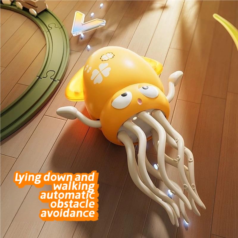 Image of CHDBLOCK Electric Dancing Octopus Baby Toy, Automatic Evasion Octopus Toy with Led Light and Music, Interactive Entertainment for Baby Sensory Development Birthday Gifts(Pink)