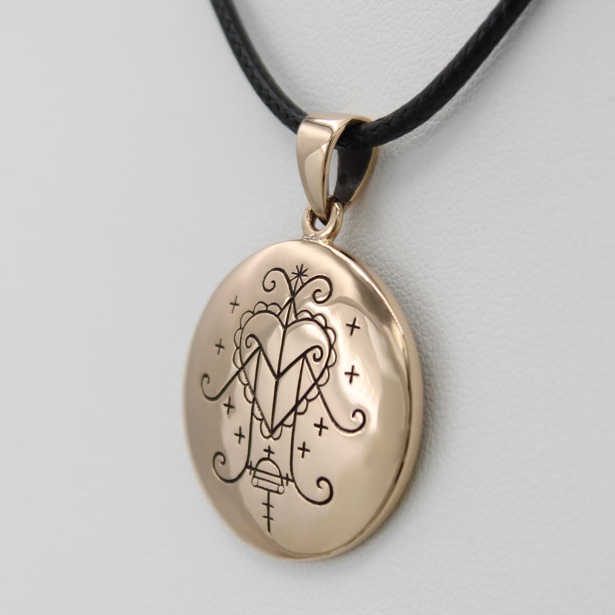 Moonlight Mysteries Bronze Ezili Freda Voodoo Loa Veve Symbol Pendant Necklace