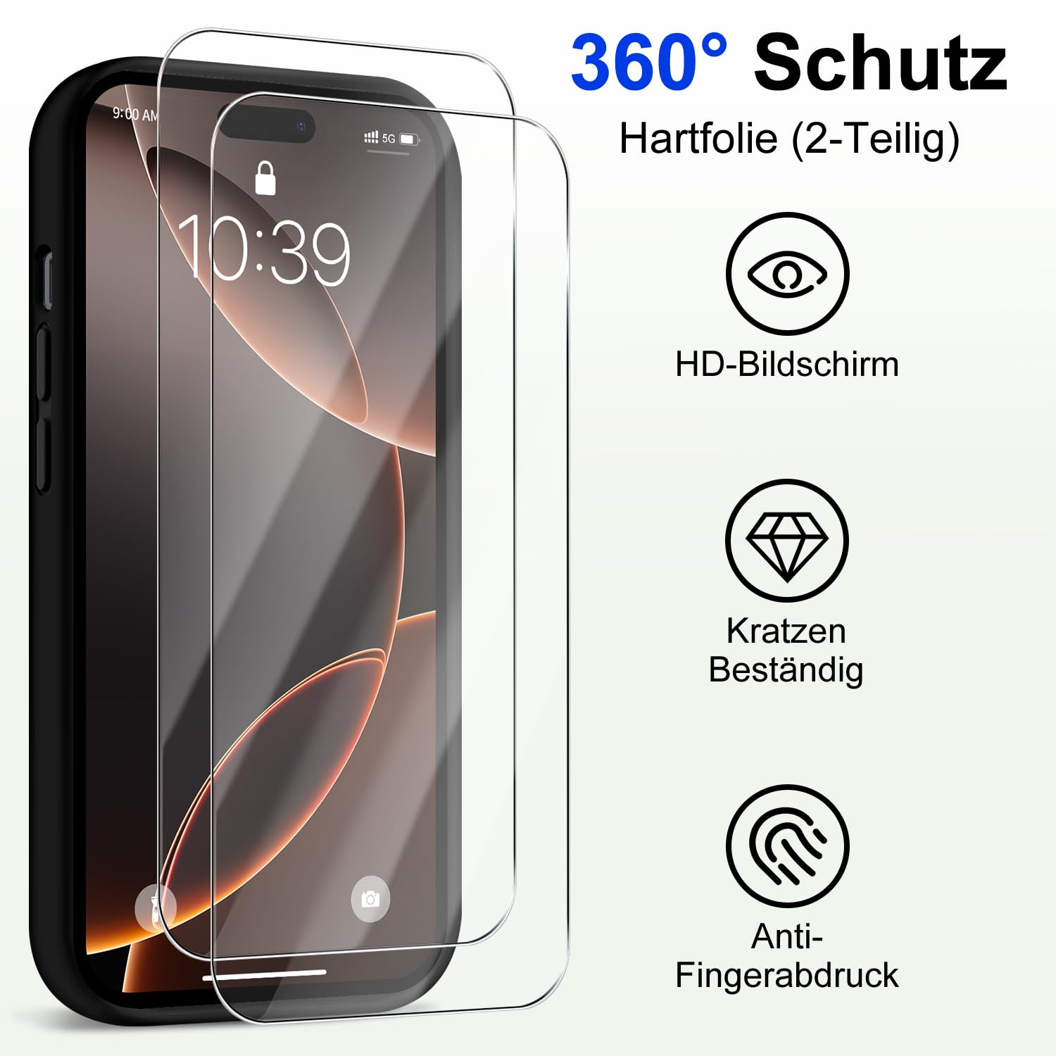Giyer Silikon Handyhülle Für IPhone 16 – Mit Herz Motiv, Displayschutzfolie, Weiches Innenfutter, 360° Fallschutz, In Rosa