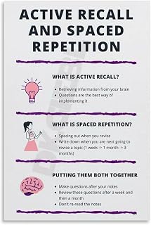 Active Recall Methods Study Skills Poster (2) Canvas Painting Wall Art Poster for Bedroom Living Room Decor (Unframe-style, 12x18inch(30x45cm))