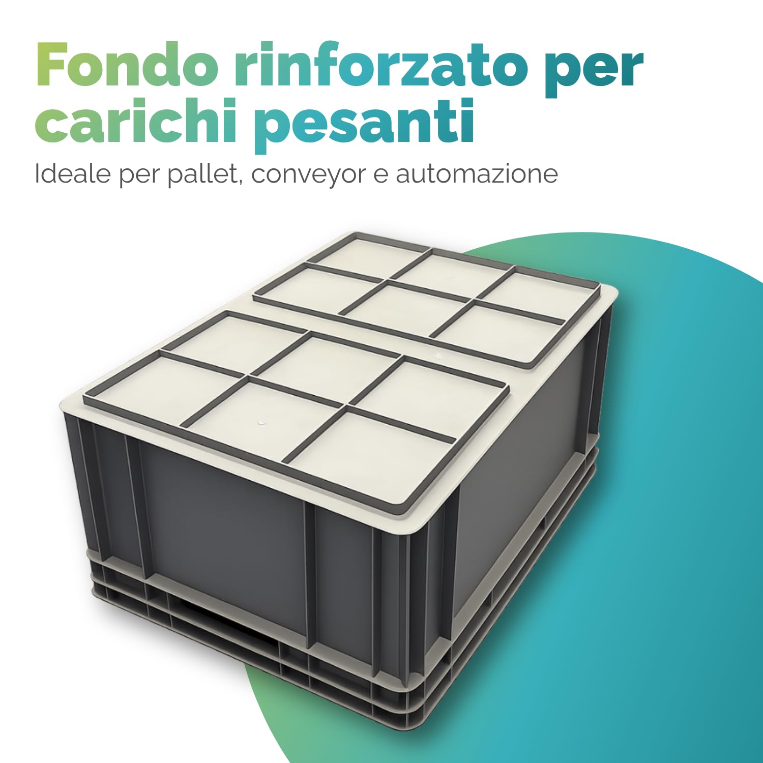 PALUPLUS 3 Cassette Multiuso con Maniglie in Plastica, Misura 60x40x32 cm, Contenitore Eurobox per Stoccaggio, Box Sovrapponibile per Garage, Aziende, Magazzini, Made in Italy -8222C -6,3