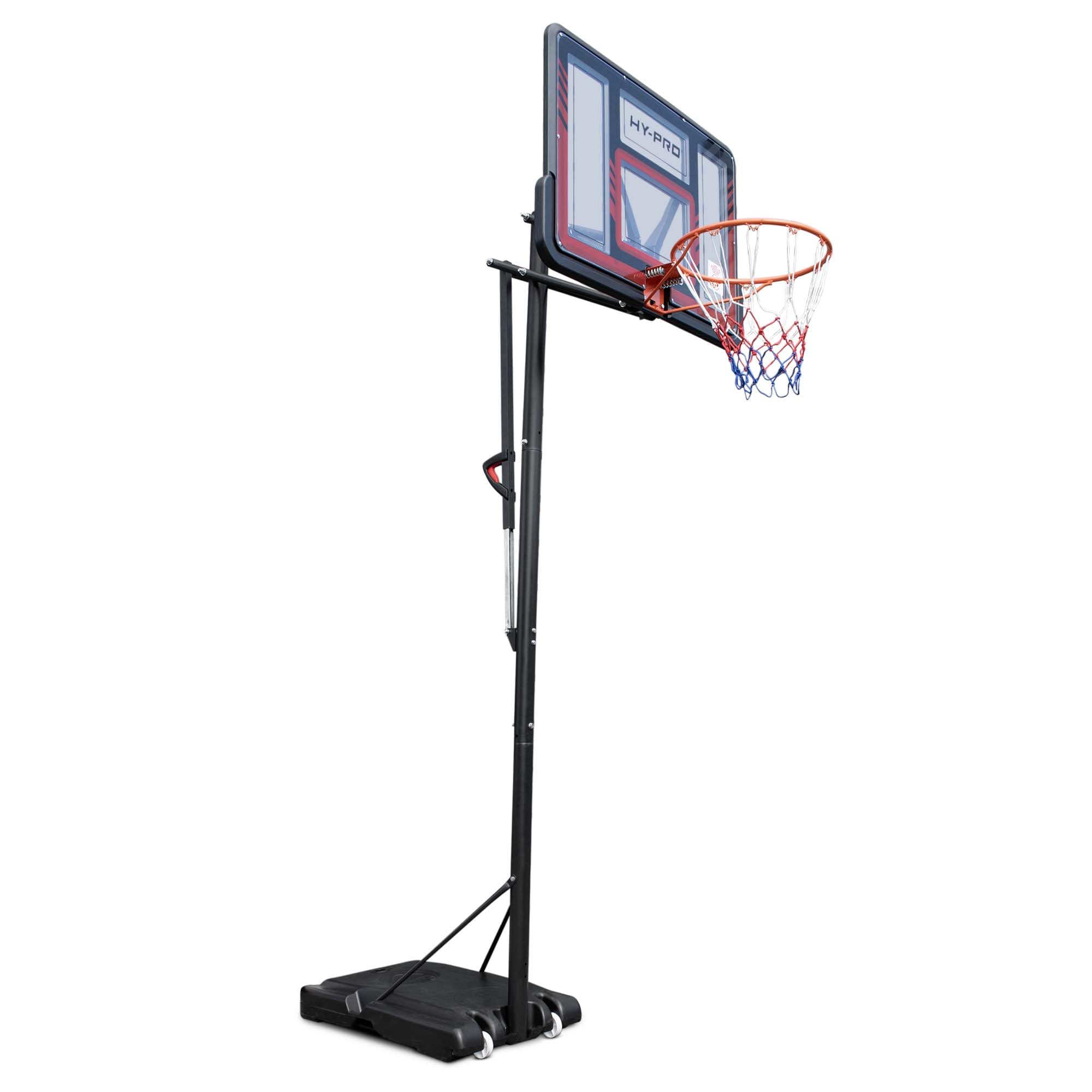 Hy-Pro Black Basketball Hoop & Stand Portable With Handle Adjustable Height 2.3-3.05M