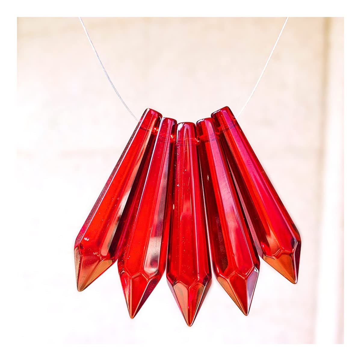 YUZGUHEY 50PCS Crystal Beads Chandelier Crystals Lamp Prisms for Decor Hanging Pendant Lighting Replacement Parts