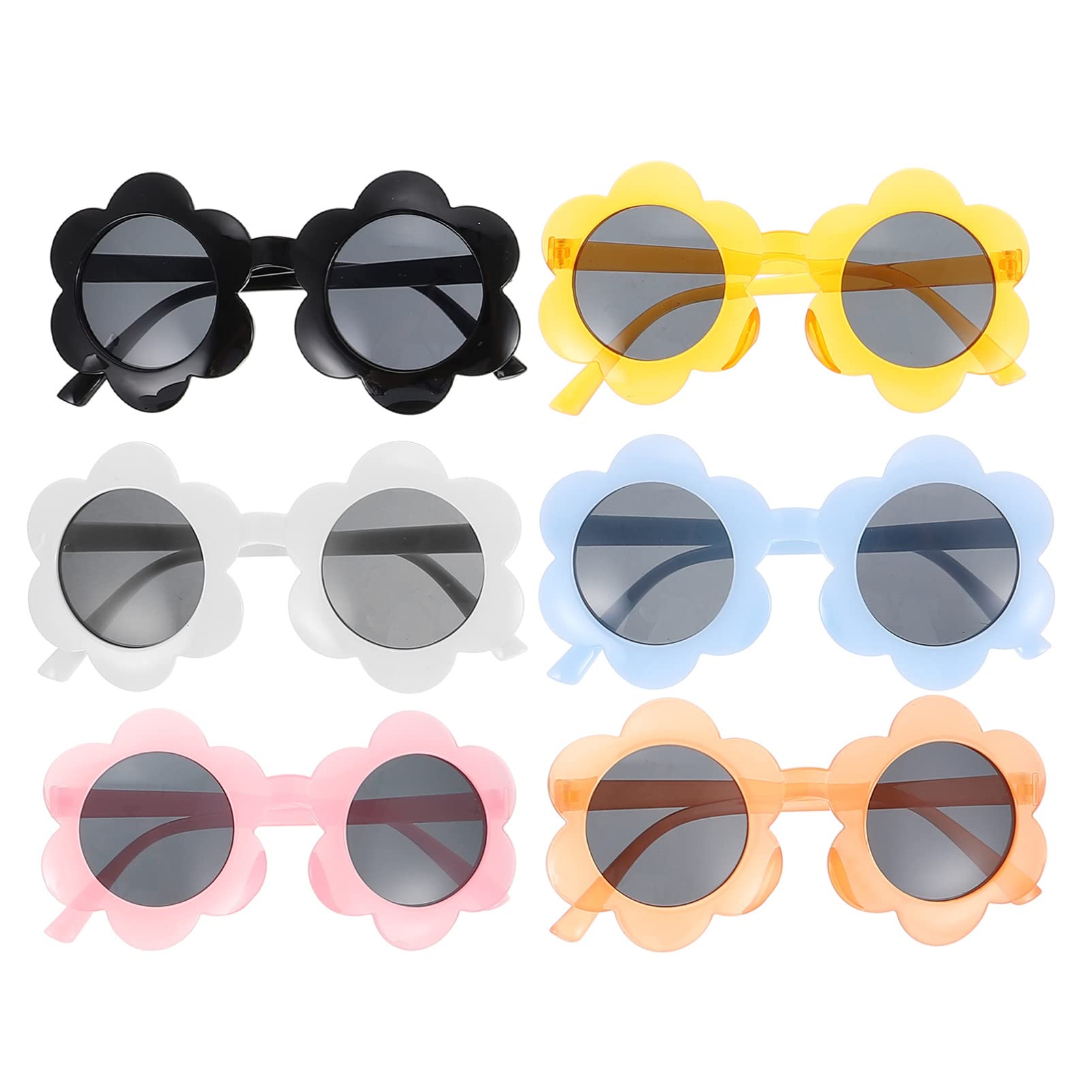Holibanna 6Pcs Adorable Flower Sunglasses for Portable Accessories Fun Mixed Color Design Lightweight Easy to Wear for Parties and Festivals